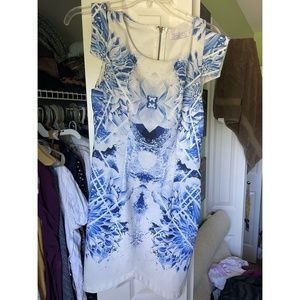 Cool blue and white short dress